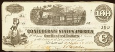 CSA Confederate States Of America $100 October 22, 1862 *Civil War Note!*