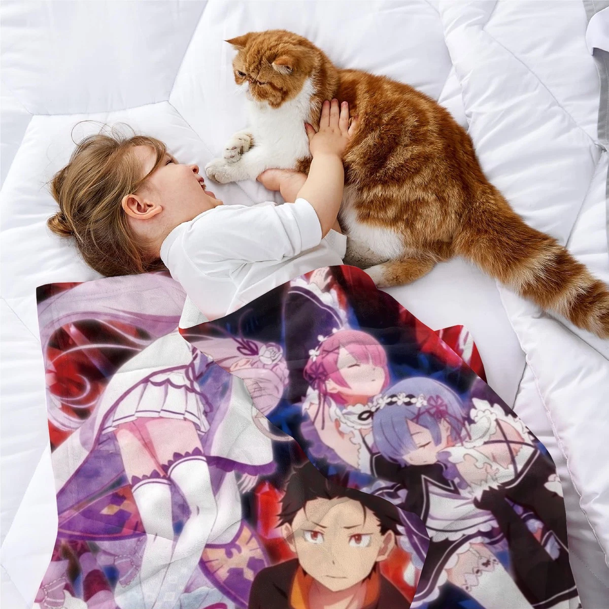 Throw Blanket for Re ZERO Bed Couch Soft Flannel Blanket for Home Decor Gifts