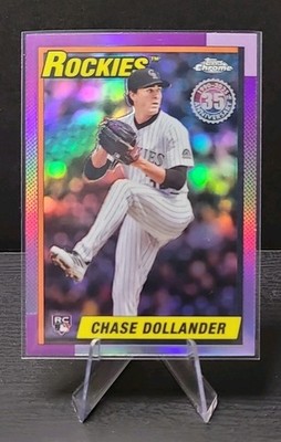 2025 Topps Chrome Update Chase Dollander Rookie Purple Rockies 1990 #90CU-16