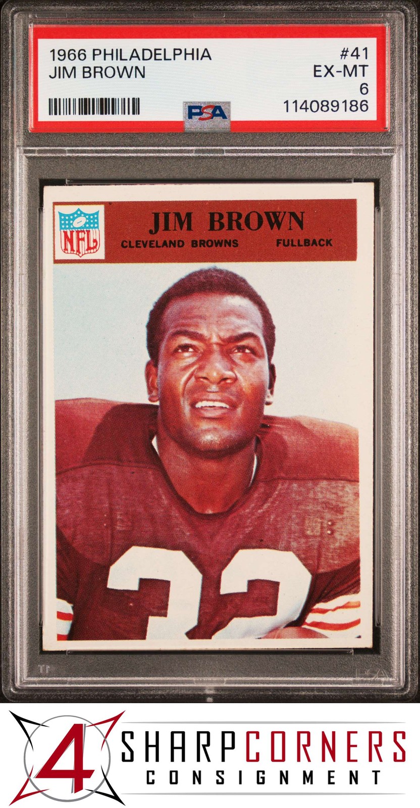 1966 PHILADELPHIA #41 JIM JIMMY BROWN BROWNS HOF PSA 6