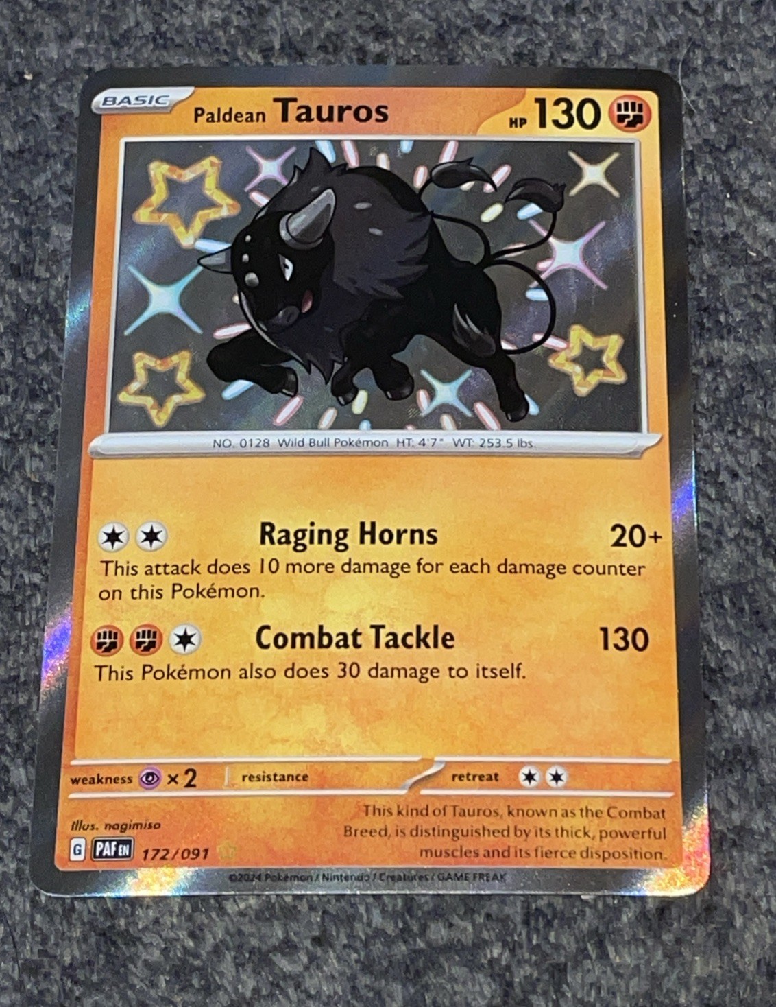 Paldean Tauros 172/091 SV: Paldean Fates Holo