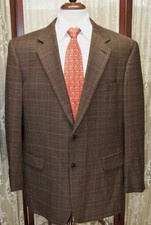  Italy Brooks Brothers 44R brown glen plaid red check lambswool sport coat p1j5