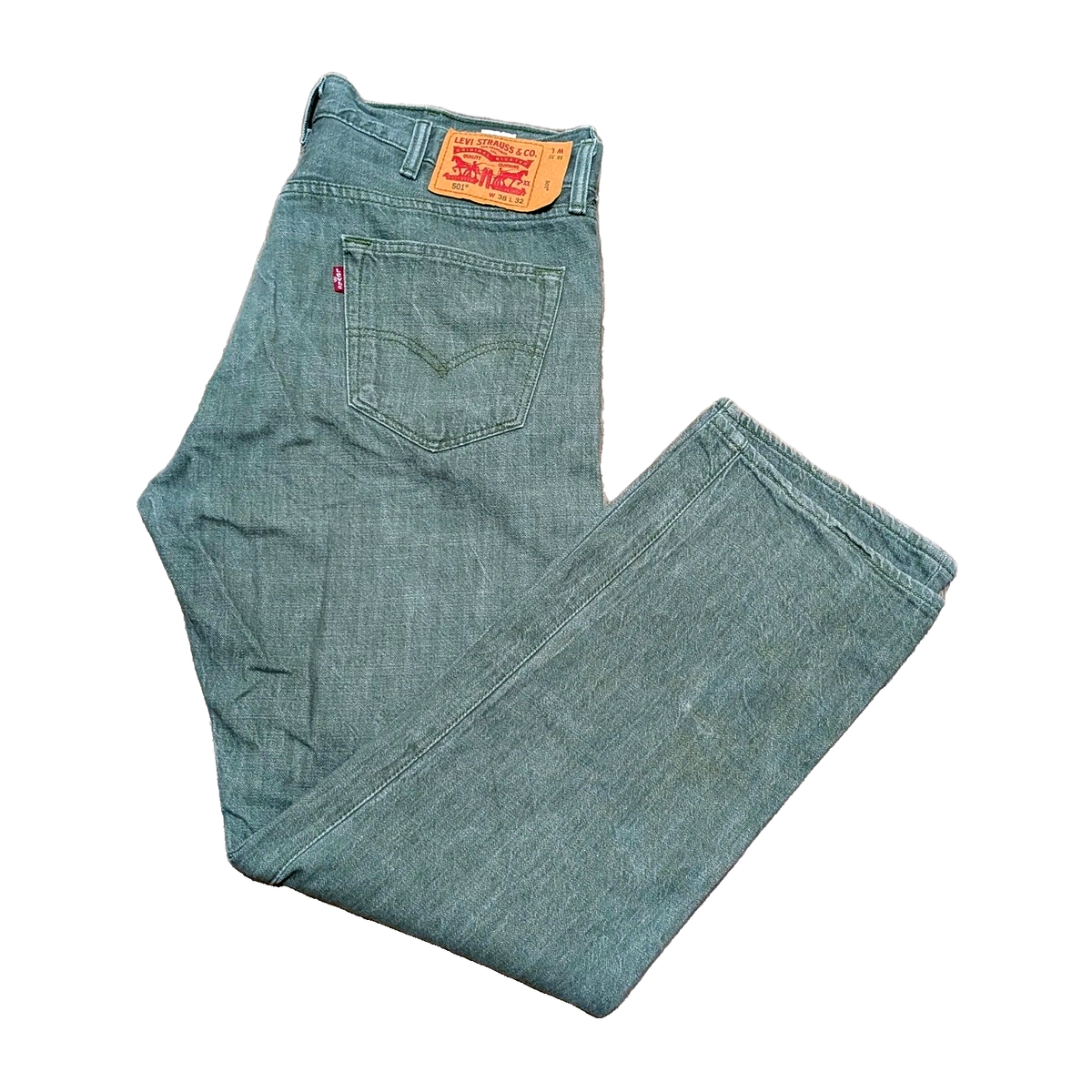 Size 38x32 - LEVIS 501 Jeans Mens Button Fly White Oak Cone Denim