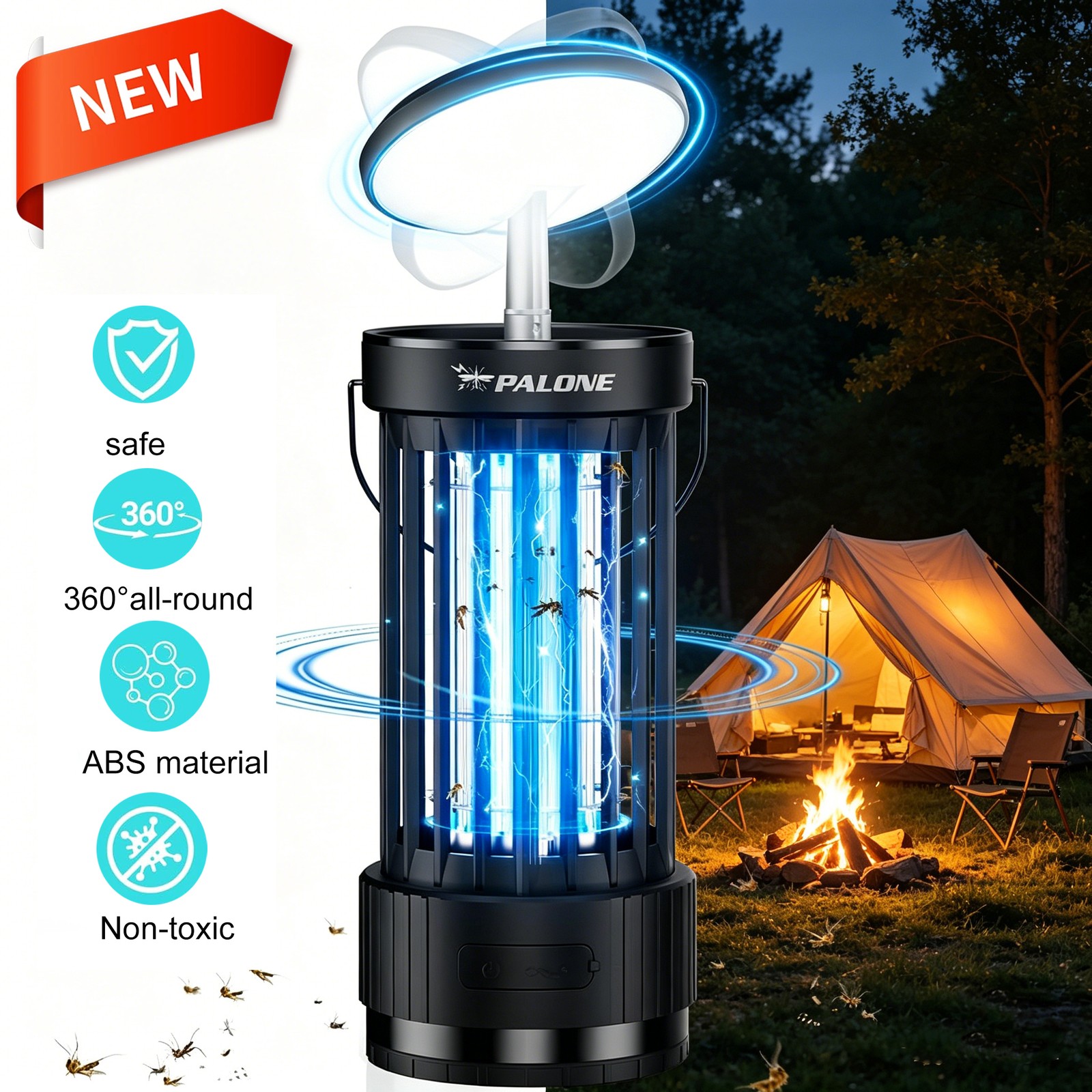 Rechargeable Bug Zapper with Adjustable Light for Indoor Out