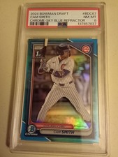 2024 Bowman Chrome Cam Smith SKY BLUE REFRACTOR #BDC-67 Graded PSA 8 Baseball