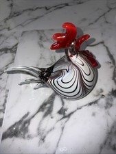 Murano Style Blown Art Glass Chicken Rooster Paperweight 6" x 6.75  x 3.5  