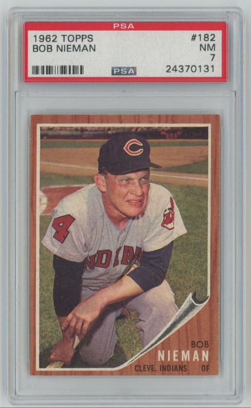 1962 Topps Bob Nieman PSA 7 Cleveland Indians #182 C26