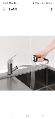 Moderne Mono Küchenarmatur ausziehbar Handbrause rund Einhebel chrom