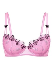 Victoria's Secret PINK Wink Push Up Bra & Cheeky Panty Set Pink Black Butterfly