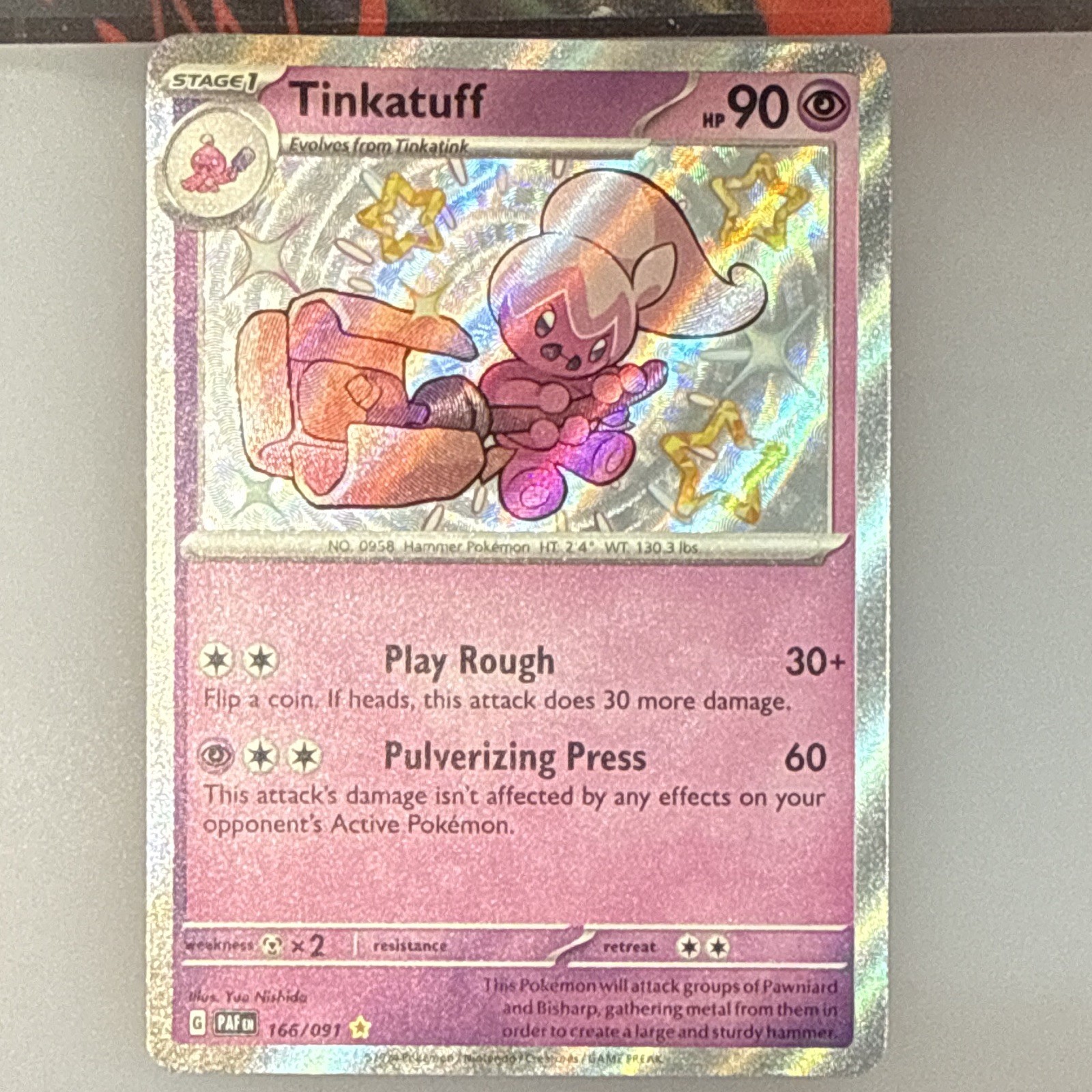 The Pokémon Company Tinkatuff 166/091 SV Paldean Fates Shiny Rare Holo 90HP