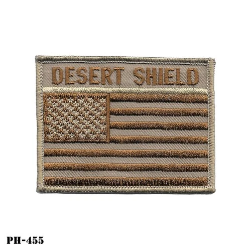 "DESERT SHIELD" Embroidered Flag Patch ~ Operation Desert Storm Vintage 1991 NEW