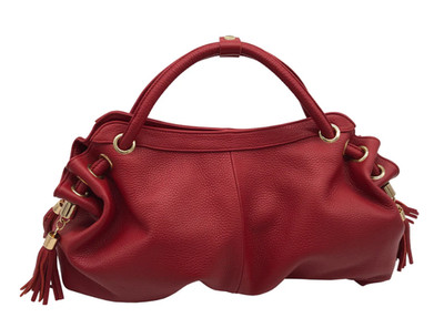 NWT Ameri Leather Musette Red Leather Handbag with tassels