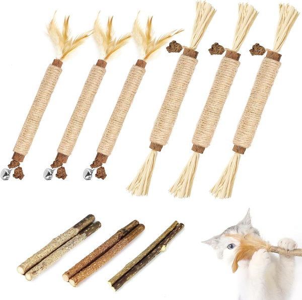 Nepfaivy Katzenspielzeug Katzenminze Sticks 12 StüCk - Matatabi Sticks Katzenmin-image