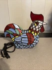 Vintage Tiffany Style Stained Glass Chicken Rooster Lamp Farmhouse Gift Idea