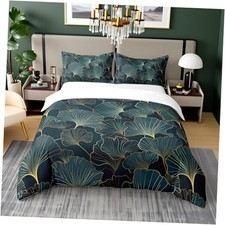 Golden Ginkgo Leaves Cotton Duvet Cover,Floral Art Queen No Comforter Multi 03