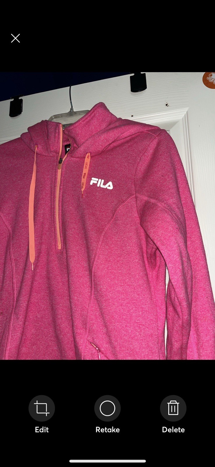 Felpa con cappuccio Fila rosa scuro pullover maglia manica lunga donna taglia small #4A
