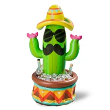 JOYIN 43" Inflatable Cactus Cooler with Sombrero Hat for Adult, Multi color 