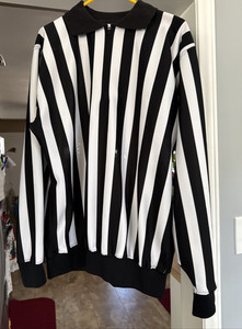 CCM Hockey Referee 1/2 Zip Striped Jersey w/ Sleeve Snaps Adult Mens Size 48