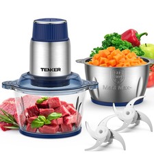 TENKER Food Processor with 2 Bowls 2L+2L, Electric Food Chopper with 2 Sets o...