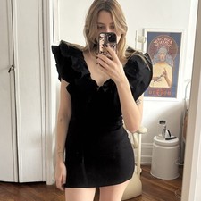 ZARA BODY CON LITTLE BLACK DRESS W/RUFFLES SIZE L