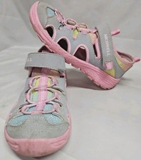 Merrell pink and gray sandals girls  hook and...