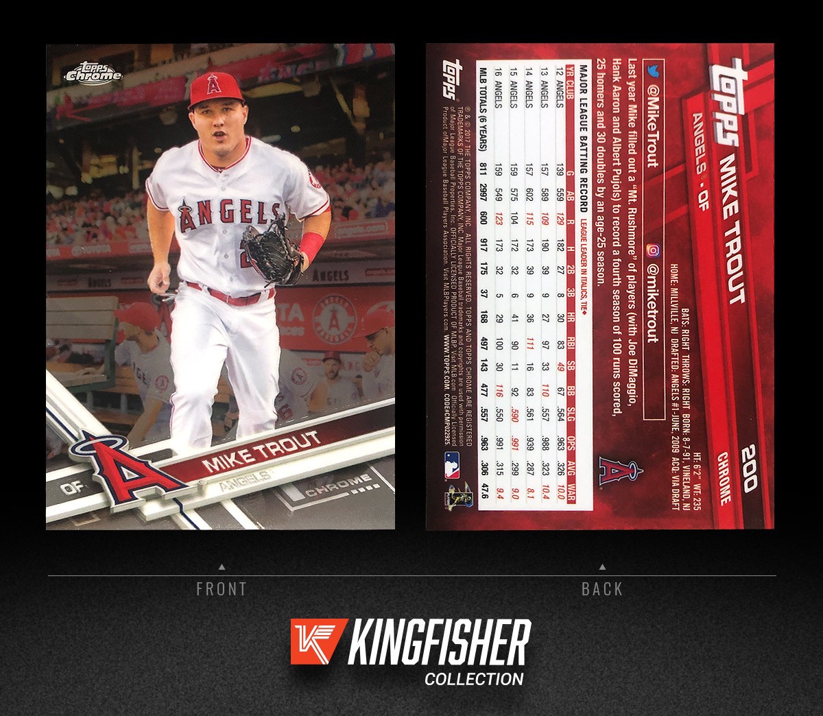 Mike Trout 2017 Topps Chrome #200 Los Angeles Angels