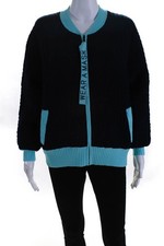 PH5 Womens Color Block Quilted Knit Zip Cardigan Blue Size Small