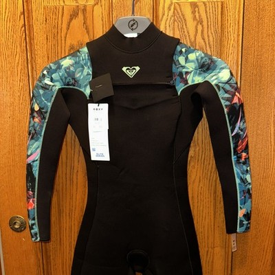 Roxy 3/2 Elite XT ST Printed Wetsuit Size 4 Women s New W Tags Teal Black Pinks