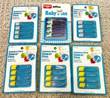 Vintage NEW Old Stock Nursery Needs Diaper Pins Stainless Steel Safety Lock 6x