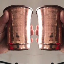 2 Quantity Cup Genuine Copper Water Drink Mug Pure Solid ship from USA to USA