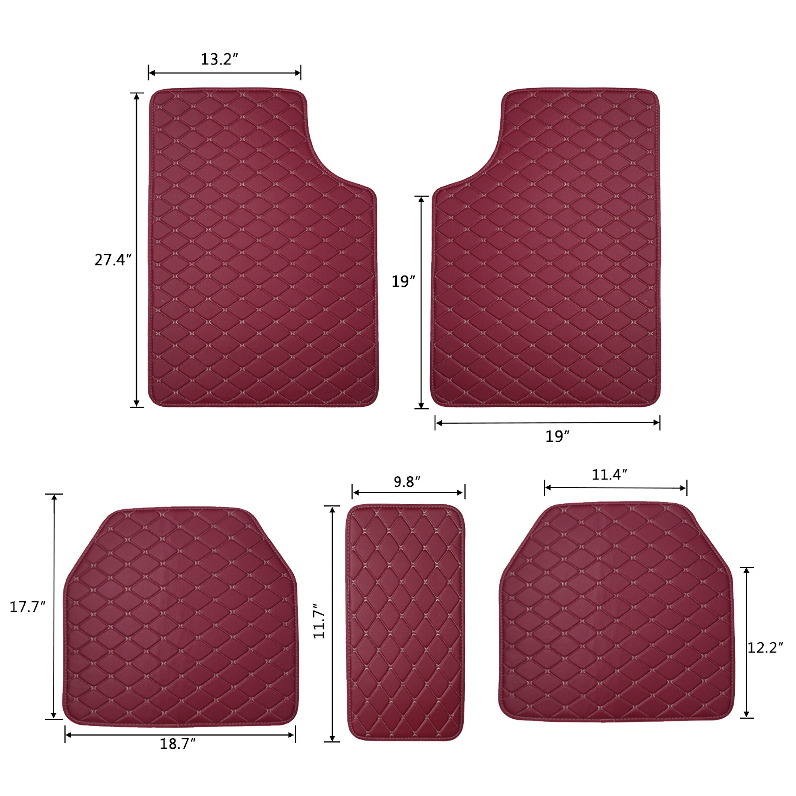 For BMW 528i 325i 5Pcs Car Floor Mats Front&Back PU Leather Carpets