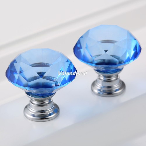 Stylist Knobs Blue Crystal Diamond Glass Cabinet 30mm Knob Handle Drawer  Pull - Bild 12 von 13