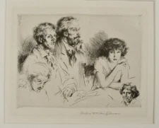 Arthur Wm Heintzelman /Five Portraits/ Etching /Signed/Framed/
