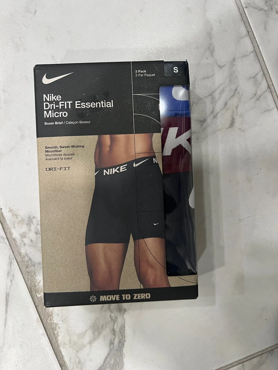 Men's Black NIKE Dri-FIT Essential Micro Boxer Briefs 3-PACK Multi Size