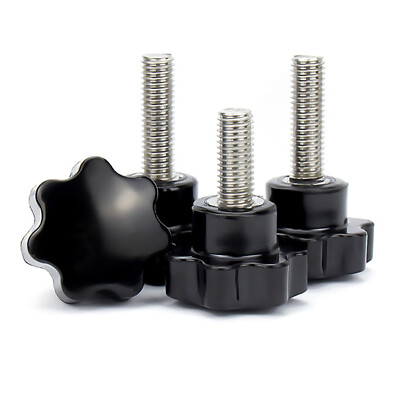M4 to M16 Male Thread Plastic Star Clamping Nut Knob Screw Machine Handle Black