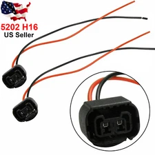 2x H16 5202 Headlight Fog Driving Light Bulb Connector Plug Socket For GMC Chevy