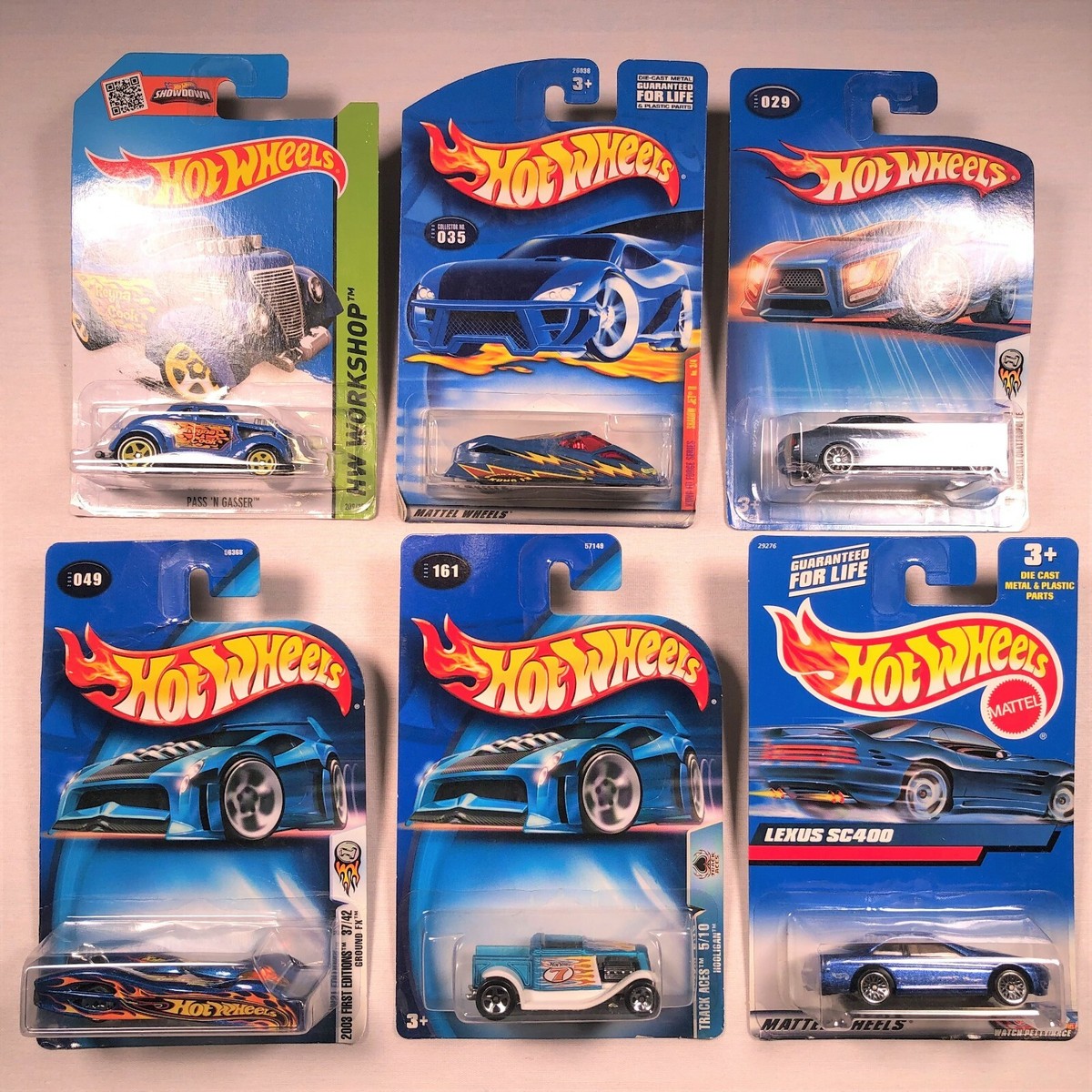 Lot of six (6) Hot Wheels Cars - New In Package On Card