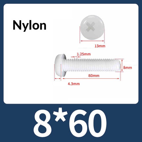 Nylon Kunststoffschrauben Linsenkopfschrauben Weiß mit Kreuzschlitz M2 M3 M4 ~M8 - Bild 70 von 70
