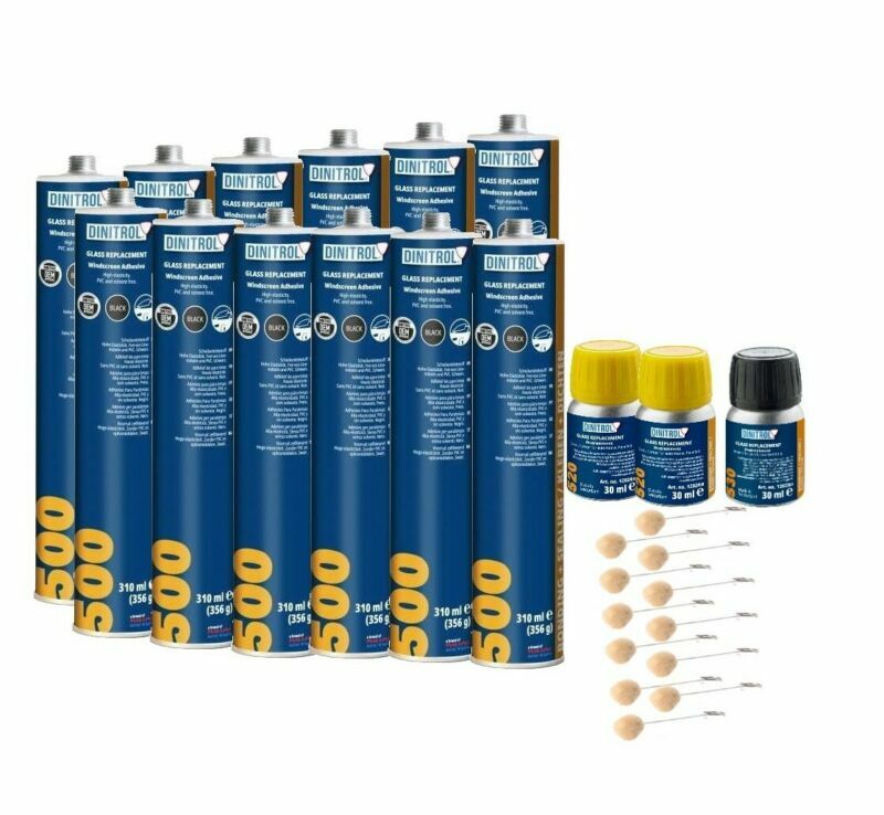 DINITROL 500 WINDSCREEN FITTING KIT BONDING ADHESIVE GLUE SEALANT GLASS OEM 12x