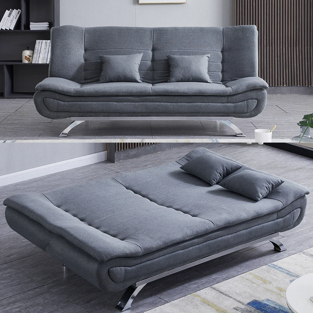 3 Seater PU Sofa Bed Modern Recliner Suede Fabric Designer Sofabed