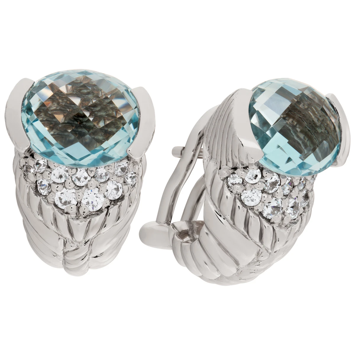 Judith Ripka earrings in sterling silver with blue topaz eBay