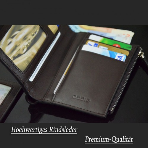 Premium Herren Geldbörse Echtleder 2-teilig Brieftasche echtes Leder Braun Neu - Bild 6 von 8