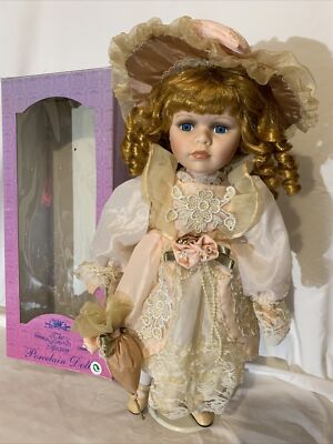 porcelain doll 17” JANINE Leonardo Collection VGC UK