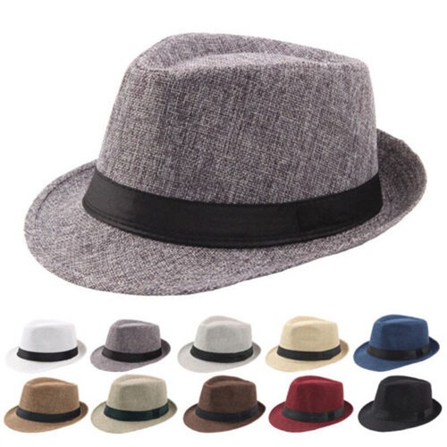 Summer Beach Sun Hat Trilby Fedora Hat Gangster Cap Jazz Panama Unisex Men Women - Picture 5 of 23