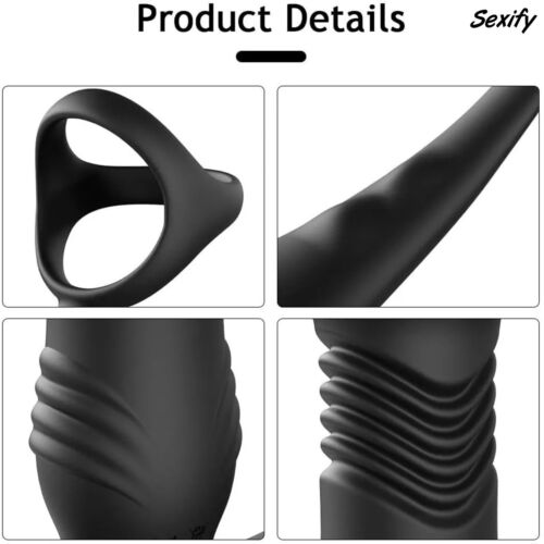 Thrusting Telescopic Anal Plug Dildo Vibrator Prostate Massager Ring Men Sex Toy - Picture 7 of 22