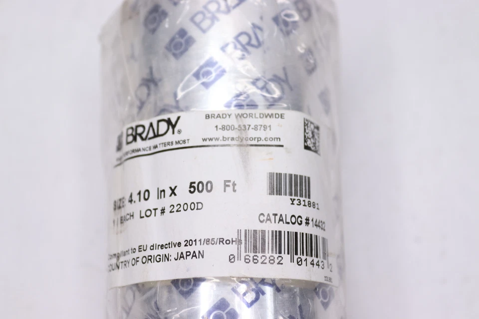 Cinta de cera/resina Brady negra 1" núcleo 4,33" x 500' Y31881 Foto 2 de 4