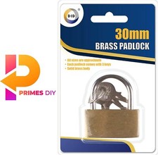 1x Brass Padlock 20mm 25mm 30mm 40mm 50mm with 3 Keys luggage suitcase gym shed