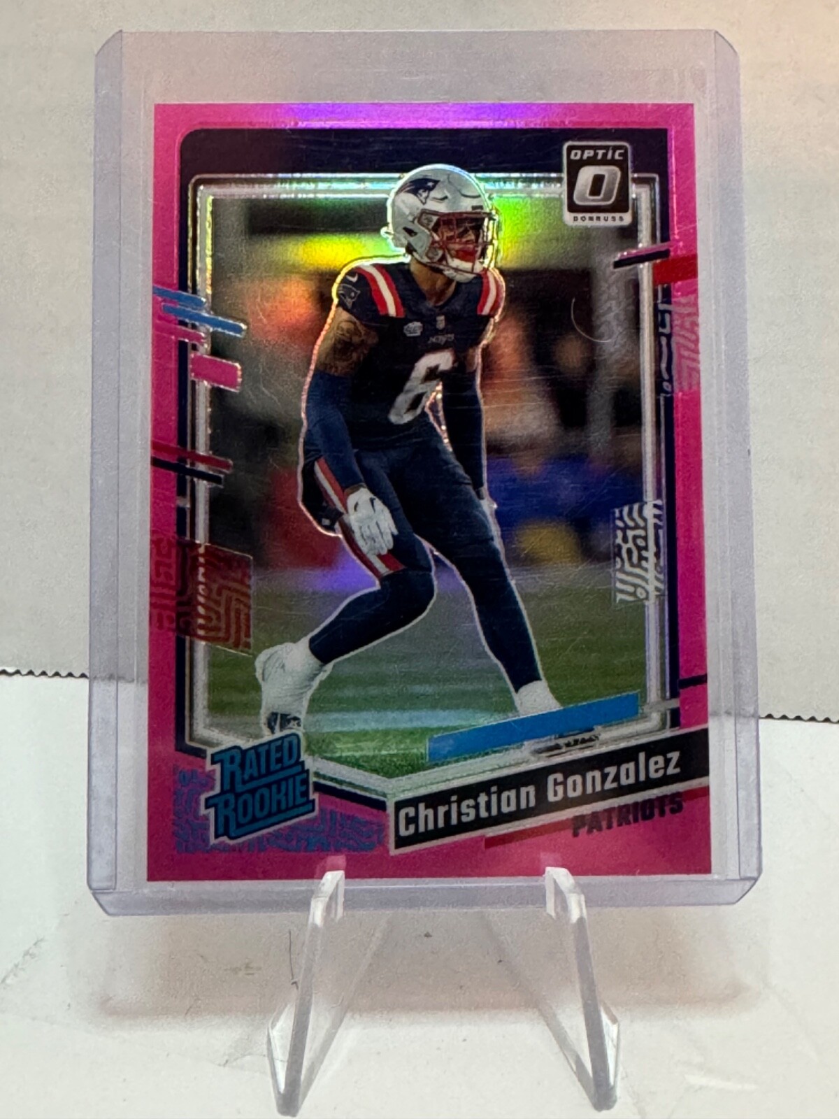2023 Panini Donruss Optic - Rated Rookie Pink Prizm #274 Christian Gonzalez (RC)
