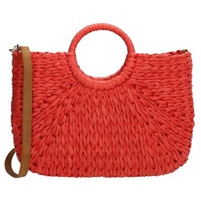 PE Florence Basttasche Handtasche  Tasche 42x30 cm rot koralle