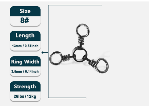 3 Way Swivel Fishing Tackle Saltwater Stainless Steel Fishing Lures Connector - Picture 5 of 37